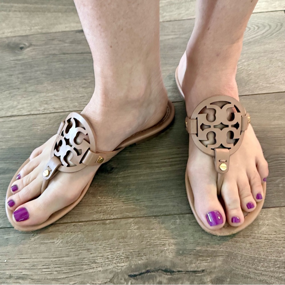 Tory Burch Miller leather women's Nude Tan Sandals 7